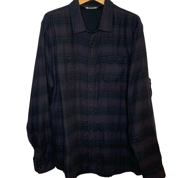 Travis Mathew Shirt Men's Size XL Blue Black Dark Academia Button Down - Picture 1 of 7